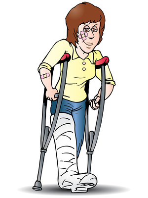woman using crutch